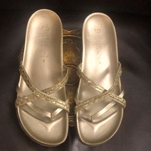 ITALIAN Shoemakers gold wedge sandals